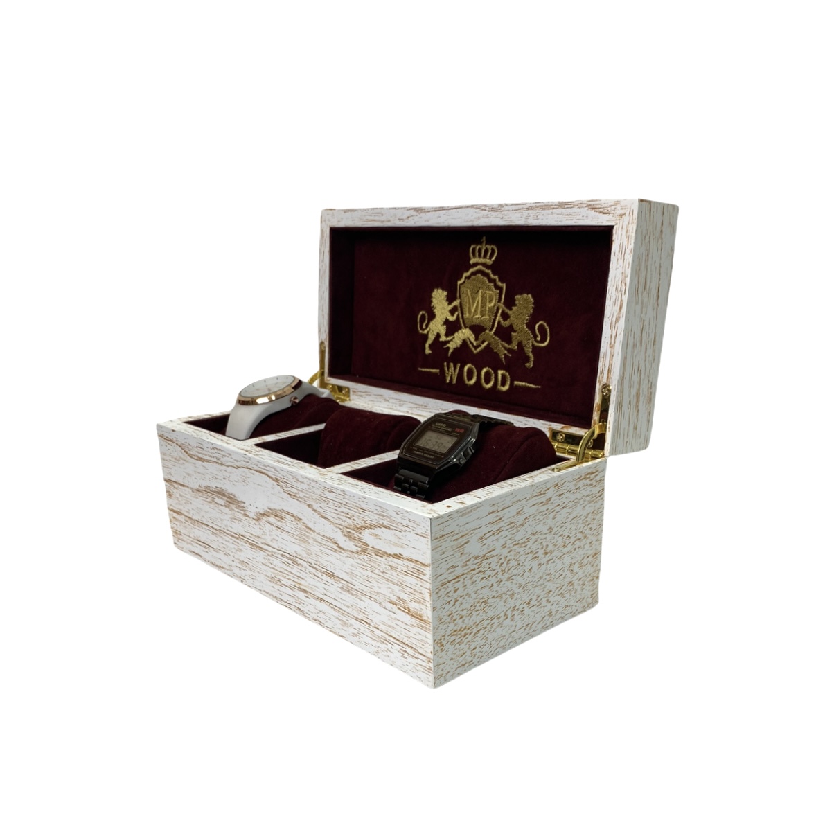 white wooden box for watches