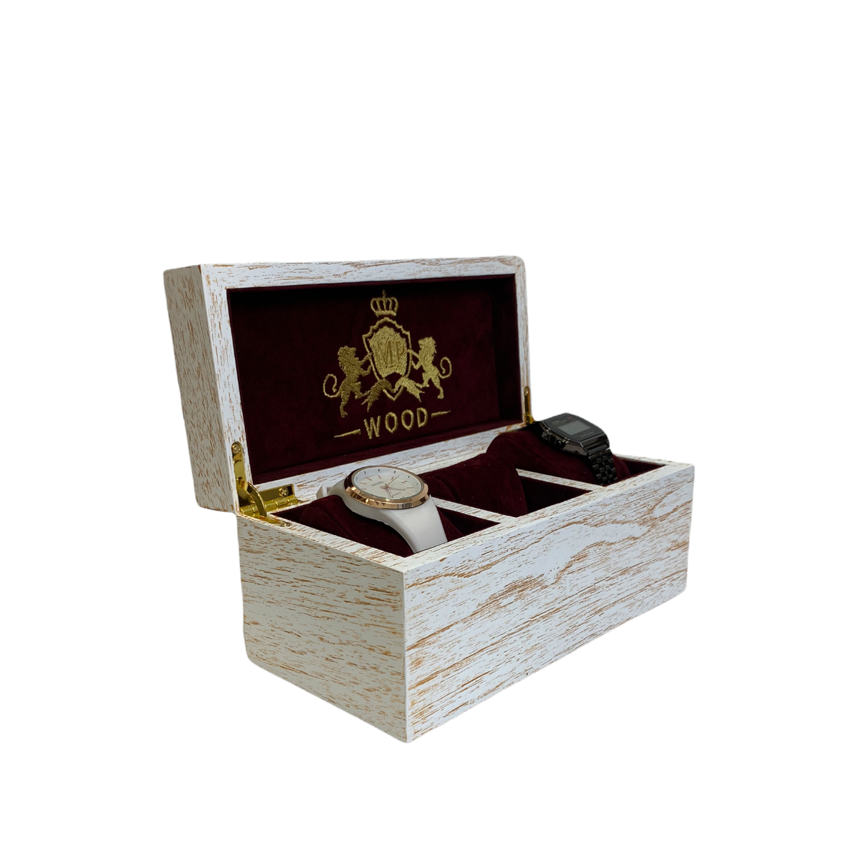 white square wooden box for watches